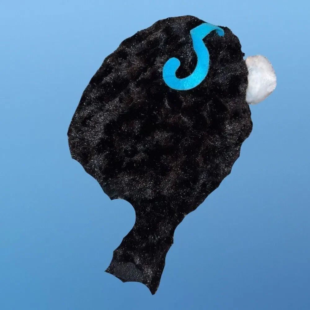 Infant Black Googly Eyes Plush Chin Strap Winter Hat